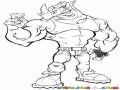 Dibujo De Rinoceronte Musculoso Para Pintar Y Colorear