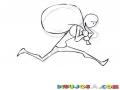 Dibujo De Hombre Corriendo Con Un Costal En Su Espalda Para Pintar Y Colorear