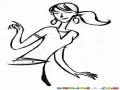 Dibujo De Mujer Delgada Con Aretes Grandes Para Pintar Y Colorear