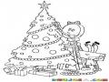 decoracion arbol navidad  dibujo de dulces Decorando El Arbol De Navidad Para Pintar Y Colorear decorar arbol navidad