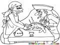 Dibujo De Piratas Comiendo Pescado Para Pintar Y Colorear