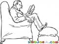 Dibujo De Hombre Leyendo Un Libro Sentado En Un Sofa Para Pintar Y Colorear