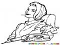 Esperando Una Llamada Dibujo De Mujer Sentada Frente Al Telefono Para Pintar Y Colorear