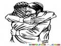 Abrazo Arabe Dibujo De Dos Arabes Abrazados Para Pintar Y Colorear