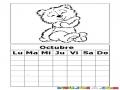 Calendario De Octubre Para Imprimir Pintar Y Colorear Gratis