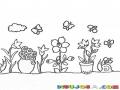 Dibujo D Eun Jardin Con Flores Y Masetas Para Pintar Y Colorear