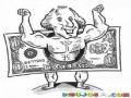 Dolar Fuerte Dibujo De Benjamin Franklin Musculoso Para Pintar Y Colorear