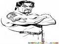 Dibujo De Silvester Stallone Viejo Pero Musculoso Para Pintar Y Colorear