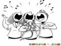 Karaoke Dibujo De Tre Amigos Cantando En Un Microfono Para Pintar Y Colorear