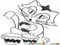 Gato Timbalero Dibujo De Gatito Con Dos Tambores Timbales Para Pintar Y Colorear