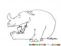 Dibujo De Rinoceronte Manso Sentado A La Par De Un Nino Para Pintar Y Colorear