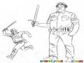 Policia Antimotines Dibujo De Una Parjea De Policias Anti Motines Con Garrotes Para Pintar Y Colorear