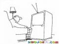Dibujo De Abuelito Viendo Tele Para Pintar Y Colorear Televisor Viejito