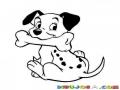Dibujo De Dalmata Cachorro Con Un Hueso Para Pintar Y Colorear