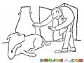 Dibujo De Hombre Tratando De Acariciar A Un Perro Bravo Y Arisco Para Pintar Y Colorear