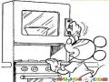 Dibujo De Mickey Cocinando En El Microondas Para Pintar Y Colorear La Cocina De Mickeymouse