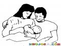 Dibujo De Papas Con Bebe Recien Nacido Para Pintar Y Colorear Mama Papa Y Bebito
