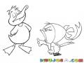 Dibujo De Pajarita Discutiendo Y Alegandole A Un Pato Orgulloso Para Pintar Y Colorear