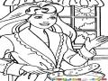 Dibujo De Una Linda Mama Cocinando Panqueques Para Pintar Y Colorear Mujer En La Cocina Con Un Sarten