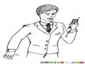 Dibujo De Hombre Recibiendo Una Llamada En El Celular De Un Numero Desconocido Para Pintar Y Colorear