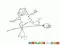 Dibujo De Rana Feliz Saltando Sobre Un Cordon Electrico Para Pintar Y Colorear