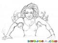 Dibujo De Mujer Enojada Con Un Cigarro Y Con Tatuaje En El Brazo Y En El Pecho Para Pintar Y Colorear