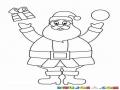Dibujo De Santa Claus Con Un Regalito Y Una Pelota Para Pintar Y Colorear