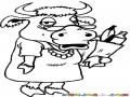 Suegra Vaca Dibujo De Una Mujer Vaca De Compras Para Pintar Y Colorear Vaquita Con Vestido Collar De Perlas Y Anteojos Haciendo Shopping