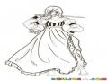 Dibujo De Mujer Medieval Con Vestido Largo Con Pijazo Y Espada Para Pintar Y Colorear