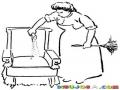 Limpieza De Sofas Dibujo D Euna Mujer Limpiando Un Sofa Con Detergente Seco Para Pintar Y Colorear