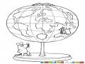 Dibujo De Raton Observando El Mundo Para Pintar Y Colorear Mapamundi Atlas Del Mundo