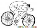 Ciclista Pedaleando Descalzo Para Pintar Y Colorear Dibujo De Bicicletista Autista