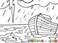 Dibujo Del Arca De Noe Bajo El Diluvio Para Pintar Y Colorear