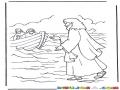 Dibujo De JESUS Caminando Sobre El Mar Para Pintar Y Colorear