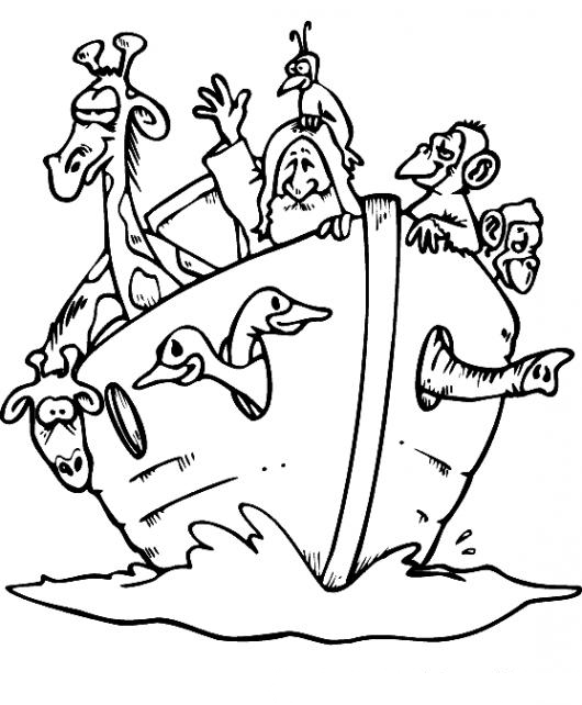 Dibujo Del Arca De Noe Flotando Con Todos Los Animales Para Pintar Y