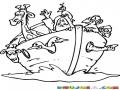 Dibujo Del Arca De Noe Flotando Con Todos Los Animales Para Pintar Y Colorear El Barco De Noe En El Diluvio