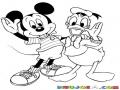 Dibujo De Mickey Mouse Y Pato Donald Juntos Para Pintar Y Colorear