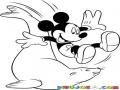 Dibujo De Mickey Mouse Con Una Foca Para Pintar Y Colorear