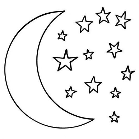 Dibujo De La Luna Y Las Estrellas Para Pintar Y Colorear