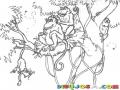 Dibujo De Monos En Un Arbol Para Pintar Y Colorear Micos En Un Palo