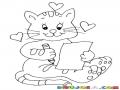 Cartadeamor Dibujo De Gata Enamorada Escibiendo Una Carta De Amor Para Su Gato Para Pintar Y Colorear
