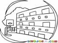 Dibujo De Escuela Con Cancha De Basquetbol Para Pintar Y Colorear Plantel Estudiantil