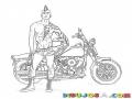 Dibujo De Chavo Tatuado Sin Camisa Con Moto Harleydavidson Para Pintar Y Colorear