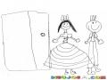 Dibujo De Princesa Y Principe Entrando Por La Puerta Para Pintar Y Colorear Princesa Descalza Y Principe Con Botas