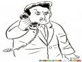 Dibujo De Hombre Enojado Llamando Por Telefono Para Pintar Y Colorear