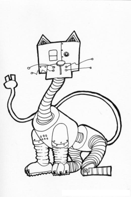 Gatorobot Dibujo De Gato Robot Para Pintar Y Colorear Gato Electrico