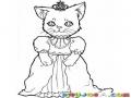 Gata Princesa Dibujo De Gatita Princesita Con Vestido Rosado Para Pintar Y Colorear Minina Bonita