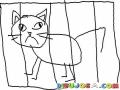 Jaula De Gato Dibujo De Gato Encarcelado Para Pintar Y Colorear Gato Enjaulado