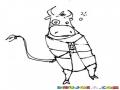 Dibujo De Vaca Borracha Con Camisa De Fuerza Para Pintar Y Colorear