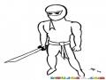 Ninja Con Espada Para Pintar Y Colorear